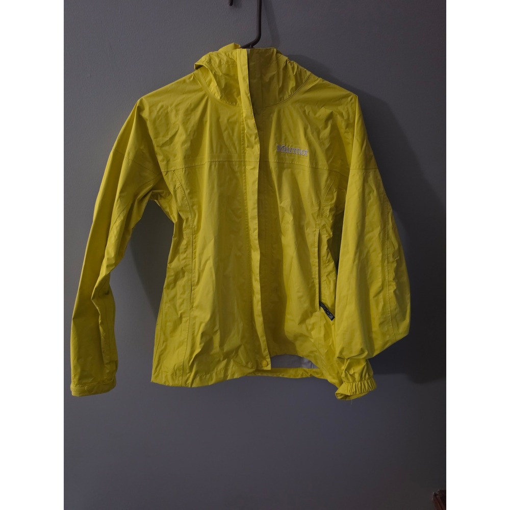 Marmot Womens PreCip Eco Rain Jacket Yellow Hooded Waterproof Shell Small